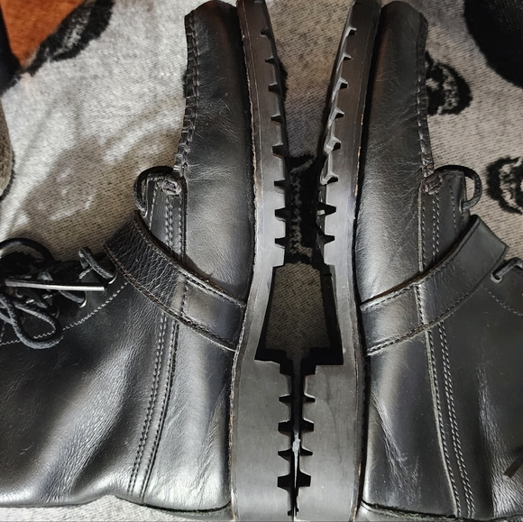 POLO RALPH LAUREN BUCKLE LUG LEATHER BOOT MEN 8.5 WOMEN 10.5 BLACK - Picture 12 of 14